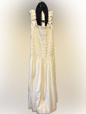 Wayf Cream Smocked Maxi Skirt